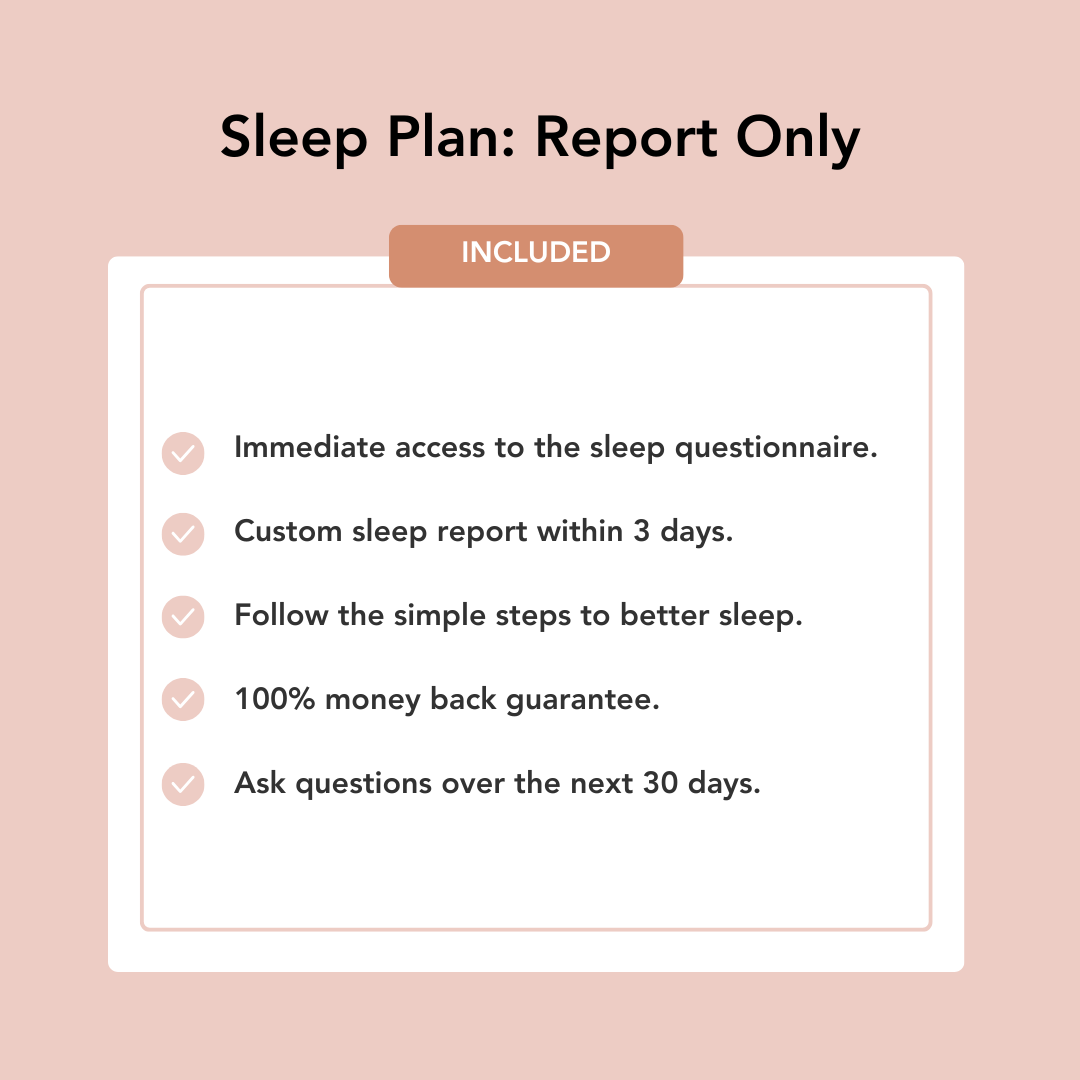 Sleep plan report only feature with checkboxes on a pink background
